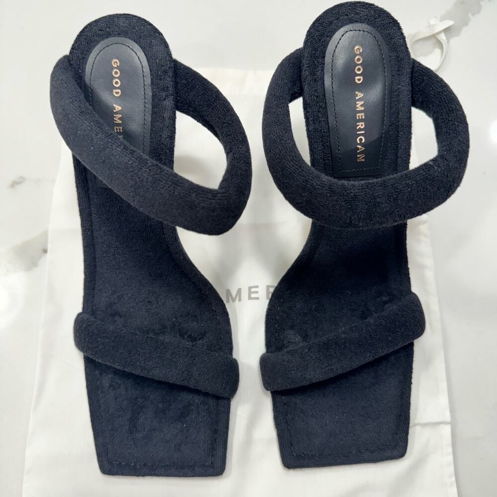 GOOD AMERICAN Terry Slip On High Heel Sandals Size 11 NEW - Picture 4 of 8